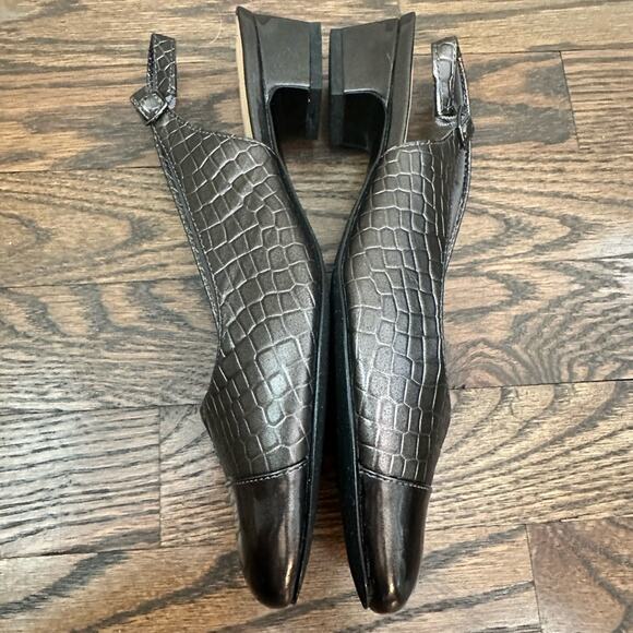 Trotters ‘DEA’ Slingback Low Blick Heel Shoes - Pewter Gray Size 7 M - Picture 6 of 8